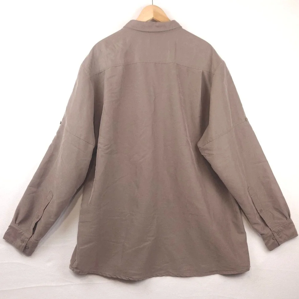 The North Face Tekware Shirt Men's XXL‎ Taupe Modal Blend Button Up Hike Outdoor